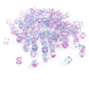 Blue/Pink Acrylic Beads Faceted Cube 8mm Pack Of 100+