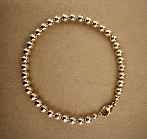 5mm Genuine 14K Yellow Gold Beaded Bracelet - Picture 1 of 4