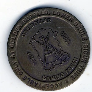 Indian: Golden Buffalo 1.00 Slot Token; Lower Brule, South Dakota - Picture 1 of 2