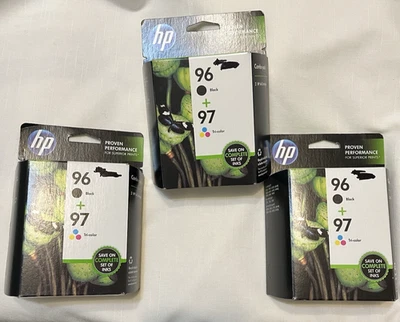 Paquete de 3 juegos de HP 96/97 negro tricolor (C9353FN#140) exp. 2016 nuevo en caja Foto 1 de 4