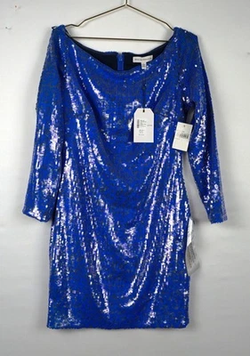 VESTIDO NUEVO LA POBLACIÓN MALIA LENTEJUELAS AZUL ELÉCTRICO TALLA GRANDE Foto 1 de 4