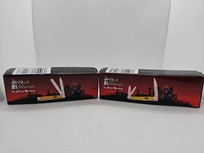 2 Steel Warrior Yellow Pocket Knifes Gold Tone Ends. NOS - Image 1 of 4