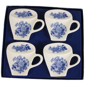 Spode Blue Room Collection FLORAL Tea Bag Holder Coaster Set of 4 Boxed England - Picture 1 of 4