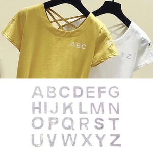 26PCS Alphabet Patches Applique DIY  Sew on Clothing Sticker Rhinestone Letter - Picture 1 of 15
