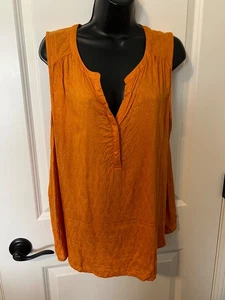 SONOMA XL NARANJA BLUSA SIN MANGAS CAMISA RAYÓN CUELLO EN V VERANO OTOÑO CAPA TOP - Imagen 1 de 4