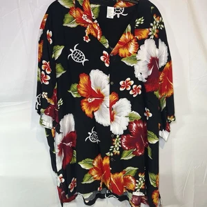 Steven Wear Hawaiihemd XXL 2XL schwarz rot bunt Blumen Viskose Camp Vintage - Bild 1 von 5