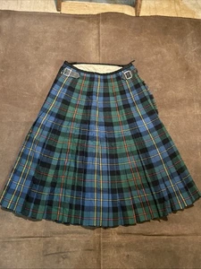 Vtg Highland Outfitters Hugh Macpherson Scotland Kilt Skirt XS 24” Green Blue - Picture 1 of 8