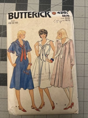 Butterick 4263 Vintage Misses' Dress & Tie - Sizes 12/14/16 Nautical Sailor Boat - Image 1 of 4