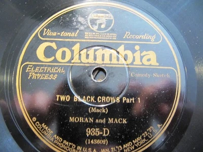 1927 TWO BLACK CROWS Moran & Mack 1/2 Music Hall Humor Record Comic Sketch 935-D - Image 1 of 2