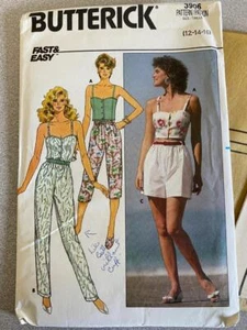Patrón de costura Butterick vintage 3906 - Top, pantalones y pantalones cortos Misses’ talla 12,14,16 - Imagen 1 de 1