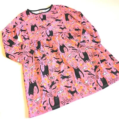Gymboree Girl 7-8 Pink Black Cat Halloween Nightgown Pajamas NWT PJs Fall - Image 1 of 2
