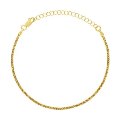 2mm Cuban Cube Chain 18k Gold Plated 925 Sterling Silver Jewelry Chain Bracelet - Image 1 of 4