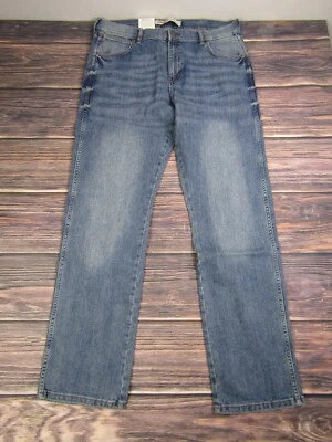 Wrangler NEW NWT Mens 34x34 Slim Straight Blue Denim Jeans Relaxed - Image 1 of 4