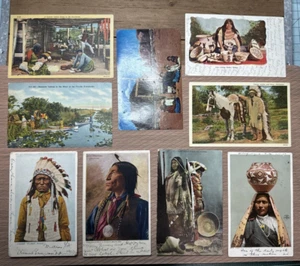 (9) Native American Indian Color Postcards - Undivided Backs/Split Backs - Used - Picture 1 of 21