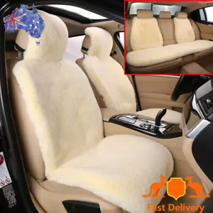 Sheepskin Car Seat Covers Universal Winter Warm Fur Front Seat Bottom Cushion AU - Picture 1 of 27