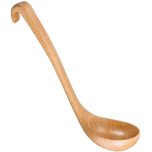 Wooden Ladle for Soup - 10.8x2.8" Wood Ladle with Deep Scoop, Hanging Hook, and - Picture 1 of 12