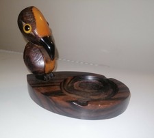 ART DECO DUNHILL YZ MACASSAR WOOD & CHERRY BAKELITE BIRD ASHTRAY