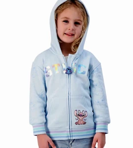 Disney Girls Lilo and Stitch Hoodie Jacket 4 5 6 7 Zipper Sweatshirt Angel Plush - Picture 1 of 9