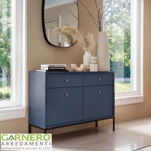 Madia design moderno soggiorno 2 ante 2 cassetti 2 ripiani 104x83 blu navyGLORY - Foto 1 di 5