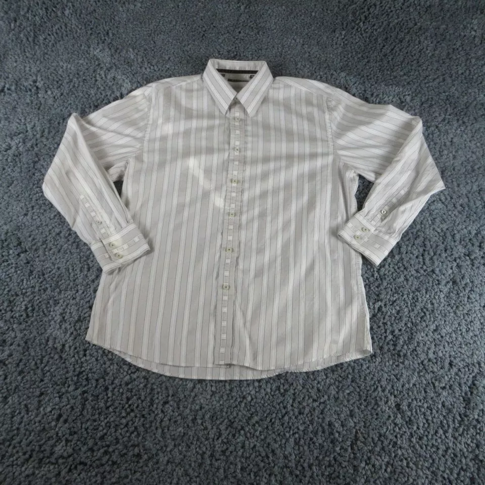 Zagiri Shirt Mens Extra Large White Gray Striped Textured Long Sleeve Button Up - Image 1 of 4