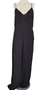 Zara Trafaluc Jumpsuit Playsuit Romper Black Wide Leg Open Back Strappy Size M - Picture 1 of 11