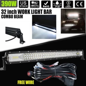 32inch 390W LED Lights Bar Spot Flood Combo Offroad Truck ATV Pickup 34'' + Wire - Foto 1 di 14