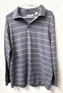 Pierre Cardin Men Long Sleeve Button Up Collar Casual Fit XL Gray Stripes