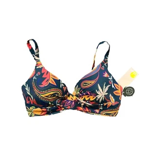 BODEN Capri Cup-Size Bikini Top 34D Emerald Green Paradise Paisley Swimwear NWT - Picture 1 of 3