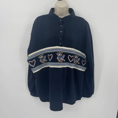 Felpa Vintage Moda Bug Orsacchiotto Cuore Maglia Pannello Taglia 22/24 (S1) - Immagine 1 di 4