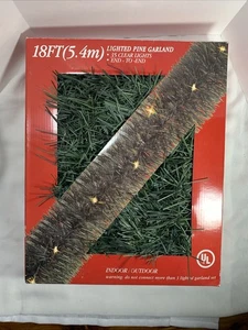 Lighted Pine Garland Indoor/Outdoor 35 Clear Lights 18 Ft End To End 120 V Blink - Picture 1 of 7