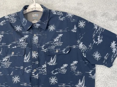 Croft & Barrow Shirt Mens Large Quick Dry Nautical Palm Tree Sailboat Island - Image 1 of 4