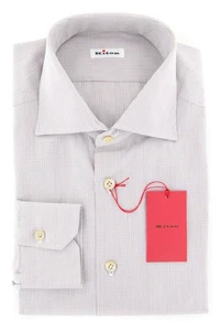 Kiton Light Blue Micro-Check Shirt - Slim - 15.5/39 - (KT-H056206FAA1) - Picture 1 of 4