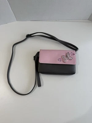 3D 粉色和灰色米妮老鼠斜挎包带蝴蝶结迪士尼公园 — 第 1/4 张图片