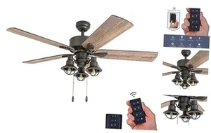 Sivan, Ventilatore da Soffitto LED per Casale 52 Pollici con Luce, Telecomando, Tre - Foto 1 di 7