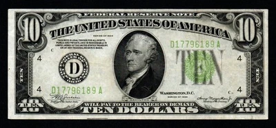 $10 1934 CLEVELAND CRISP XF Federal Reserve Note! - Image 1 of 2