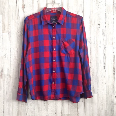 American Eagle Womens Shirt XL Plaid Blouse Button Front Long Sleeve Lumberjack - Image 1 of 4
