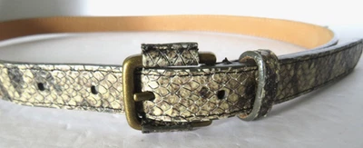 Talbots Womens Belt Animal Print Snake Size Small Leather Brass Buckle 3/4" x 39 - Image 1 of 4