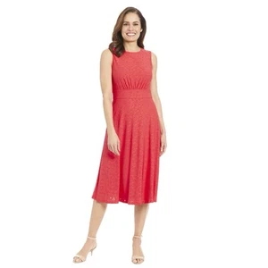 Vestido midi sin mangas con ojales rosas formal informal de negocios London Times para mujer 12 - Imagen 1 de 10