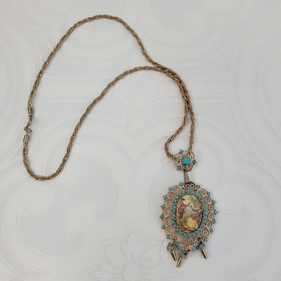 Collar de urraca Juliana Delizza tono dorado renacimiento victoriano turquesa estrás Foto 1 de 4