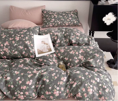 Juego de edredón Say Yes Nina Cherry Blossom marrón 100 % algodón de doble capa King Foto 1 de 3