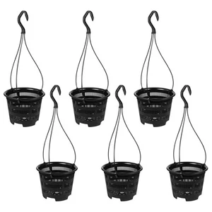 6 Set Hanging Flower Pot Balcony Basket Indoor Pots Outdoor Nursery - Picture 1 of 12
