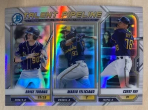 B. TURANG + M. FELICIANO + C. RAY - 2021 Bowman Chrome TALENT PIPELINE #TP-MIL - Picture 1 of 2