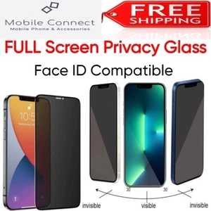 Privacy Screen Protector For iPhone 14 Pro Max 13 12 11 Plus Tempered Glass 9H - Picture 1 of 7