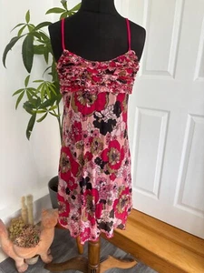 Vintage Negligee Slip Damengröße 8 - 10 Blumendruck Rüschen Nachthemd Dessous - Bild 1 von 7