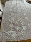 Spectacular Heavily Embroidered White On White Sheer Cotton  Fabric 60" X 156"