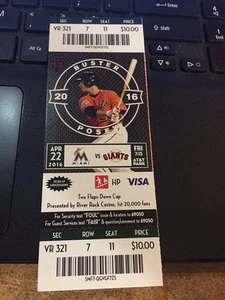 2016 SAN FRANCISCO GIANTS VS MIAMI MARLINS TICKET STUB 4/22 BUSTER POSEY - Picture 1 of 1