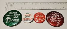 LOT OF 4 CHRISTMAS BUTTON PINS FUNNY