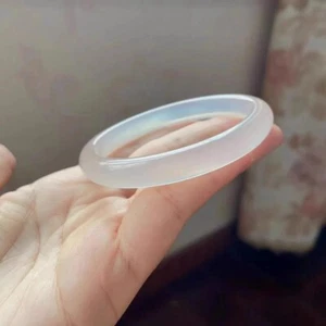 Bracciale Cristallo Autentico Calcedonio Bianco Naturale - Foto 1 di 6