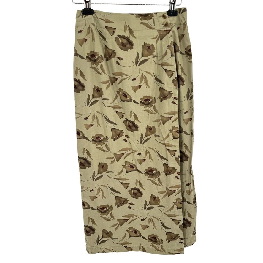 Ruff Hewn женщин размер 8 винтажный 90-х макси надежном юбка цветочный хаки хлопок - Изображение 1 из 4