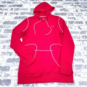 Under Armour Shirt Women Medium Pink White Tee Hoodie Performance Training Top - Picture 1 of 15